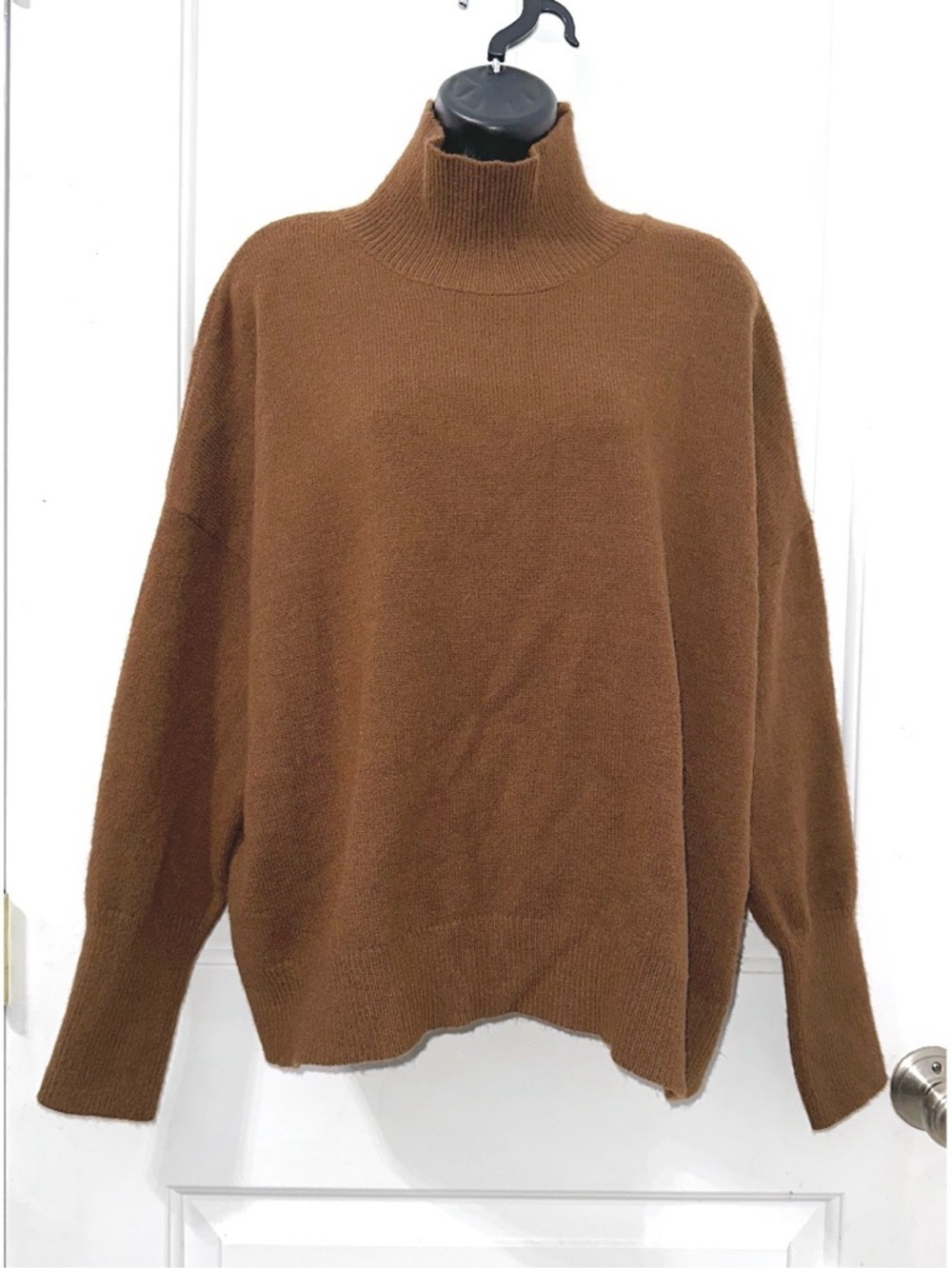 Chocolate Brown Women's Long-Sleeve Turtleneck Sweater, size Large